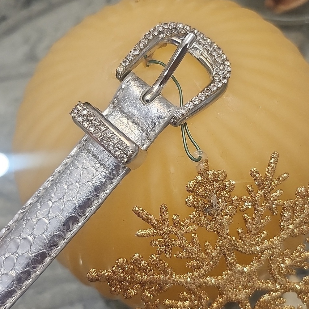 Silver Genuine Snake Skin Women's Belt M/L